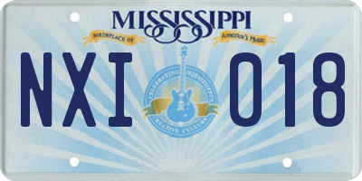 MS license plate NXI018