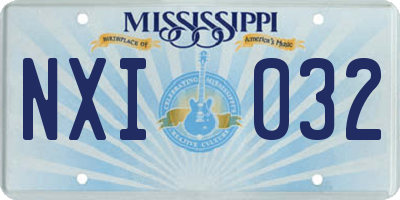 MS license plate NXI032