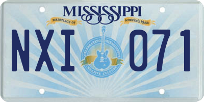 MS license plate NXI071