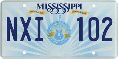 MS license plate NXI102