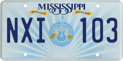 MS license plate NXI103