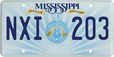 MS license plate NXI203