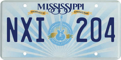 MS license plate NXI204