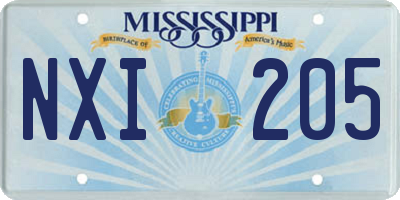 MS license plate NXI205