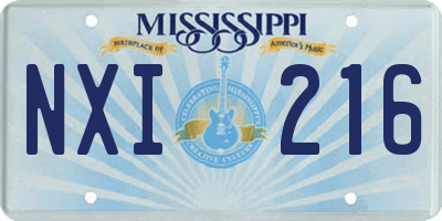 MS license plate NXI216