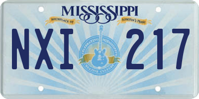 MS license plate NXI217