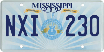 MS license plate NXI230