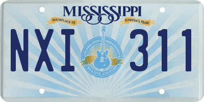 MS license plate NXI311