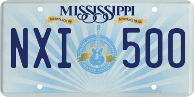 MS license plate NXI500