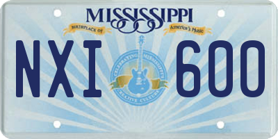 MS license plate NXI600