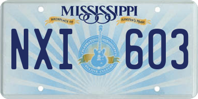 MS license plate NXI603