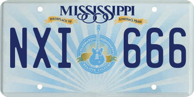 MS license plate NXI666