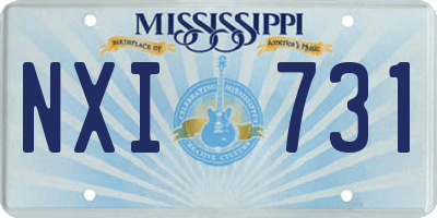 MS license plate NXI731