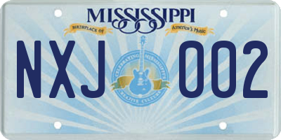 MS license plate NXJ002