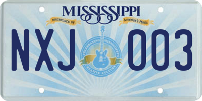 MS license plate NXJ003
