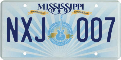 MS license plate NXJ007