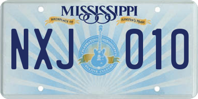 MS license plate NXJ010