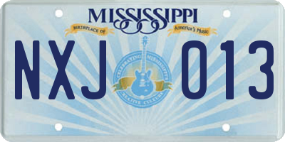 MS license plate NXJ013