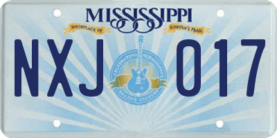 MS license plate NXJ017