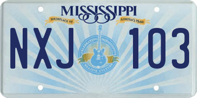 MS license plate NXJ103