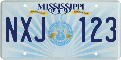 MS license plate NXJ123
