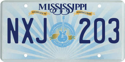 MS license plate NXJ203