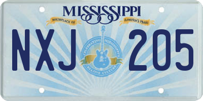 MS license plate NXJ205