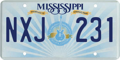 MS license plate NXJ231
