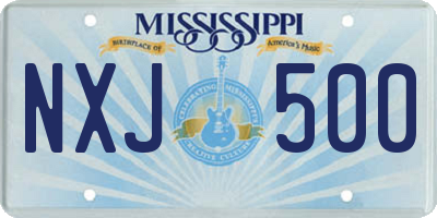 MS license plate NXJ500