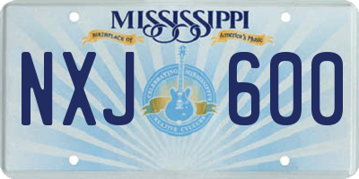 MS license plate NXJ600