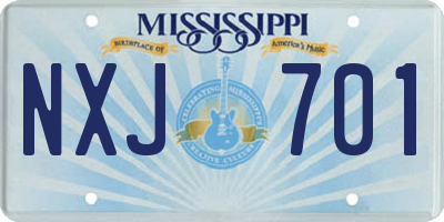 MS license plate NXJ701