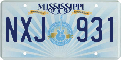 MS license plate NXJ931