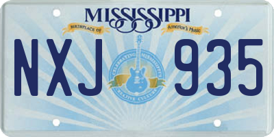 MS license plate NXJ935