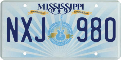 MS license plate NXJ980