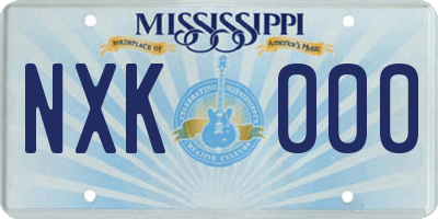 MS license plate NXK000