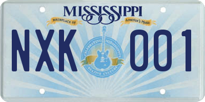 MS license plate NXK001