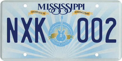 MS license plate NXK002