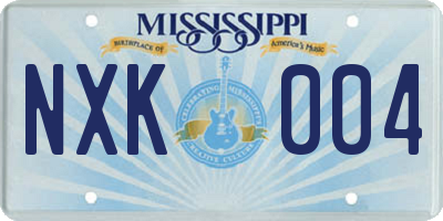 MS license plate NXK004