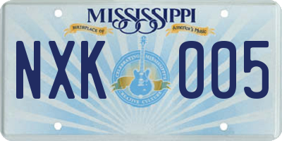 MS license plate NXK005