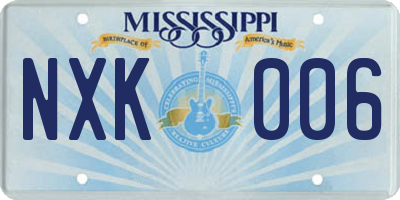 MS license plate NXK006