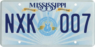 MS license plate NXK007