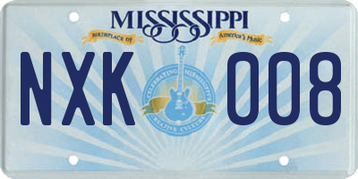 MS license plate NXK008