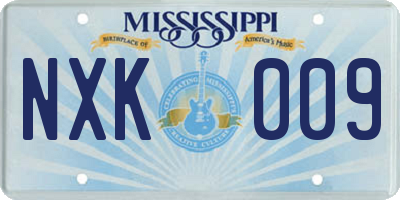 MS license plate NXK009
