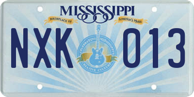 MS license plate NXK013