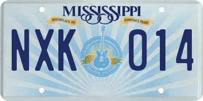 MS license plate NXK014