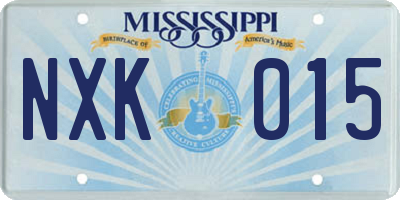 MS license plate NXK015