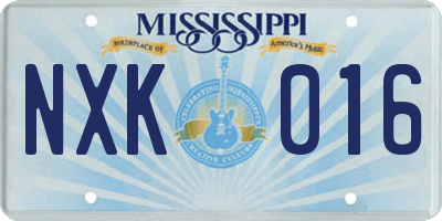 MS license plate NXK016