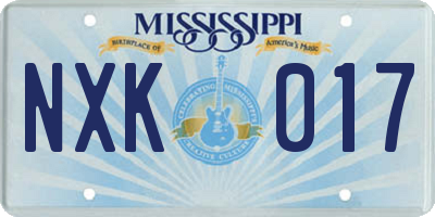 MS license plate NXK017