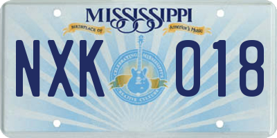 MS license plate NXK018
