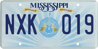 MS license plate NXK019